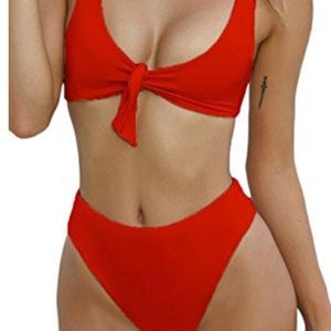 Tie up knot high waist two piece bikini